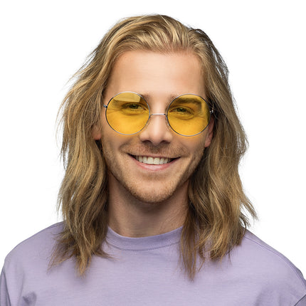 E-Carnavalskleding.nl Hippie bril XL geel