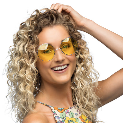 E-Carnavalskleding.nl Hippie bril XL geel