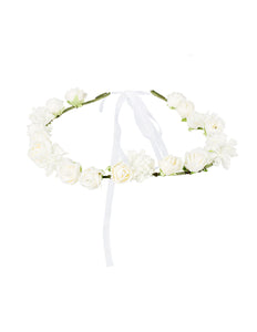 E-Carnavalskleding.nl Hippie hoofdband Ibiza witte bloemen