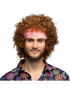 E-Carnavalskleding.nl Hippie pruik groove bruin krullen