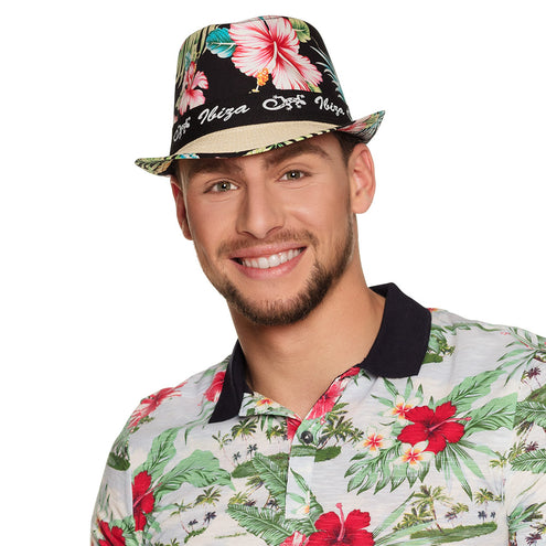 E-Carnavalskleding.nl Hoed 'Ibiza' met bloemen