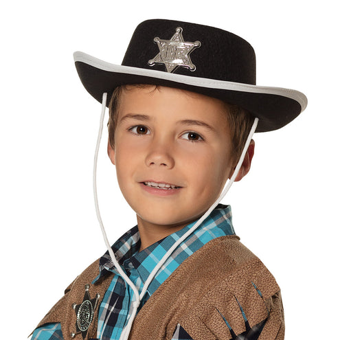 E-Carnavalskleding.nl Hoed kind cowboy Deputy sheriff zwart