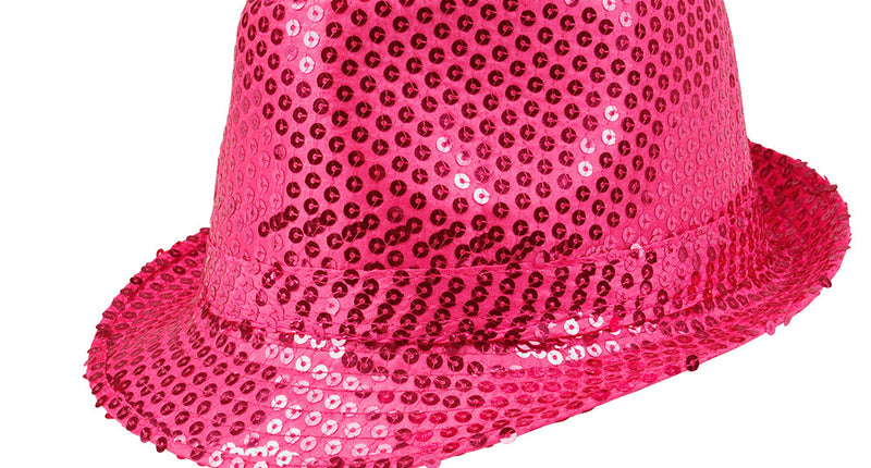 E-Carnavalskleding.nl Hoed Popstar sequins fuchsia