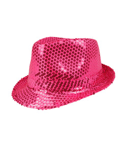 E-Carnavalskleding.nl Hoed Popstar sequins fuchsia