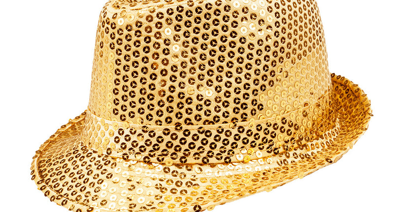 E-Carnavalskleding.nl Hoed Popstar sequins goud