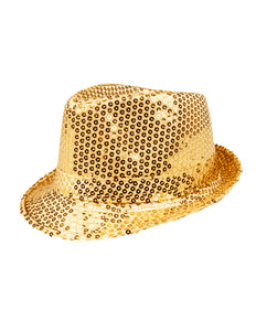 E-Carnavalskleding.nl Hoed Popstar sequins goud