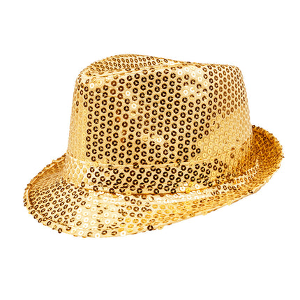 E-Carnavalskleding.nl Hoed Popstar sequins goud