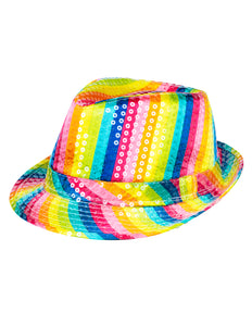 E-Carnavalskleding.nl Hoed Popstar sequins rainbow