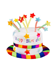E-Carnavalskleding.nl Hoed regenboog cake 'Happy Birthday'