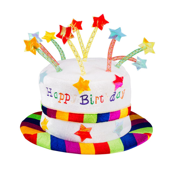 E-Carnavalskleding.nl Hoed regenboog cake 'Happy Birthday'