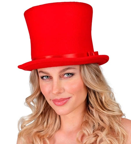 E-Carnavalskleding.nl Hoge hoed rood Maud top kwaliteit