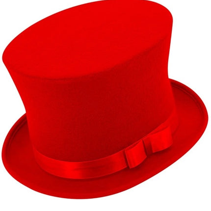 E-Carnavalskleding.nl Hoge hoed rood Maud top kwaliteit