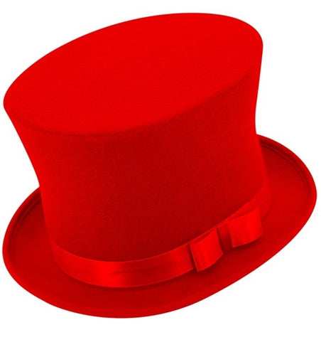 E-Carnavalskleding.nl Hoge hoed rood Maud top kwaliteit