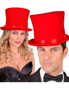 E-Carnavalskleding.nl Hoge hoed rood Maud top kwaliteit