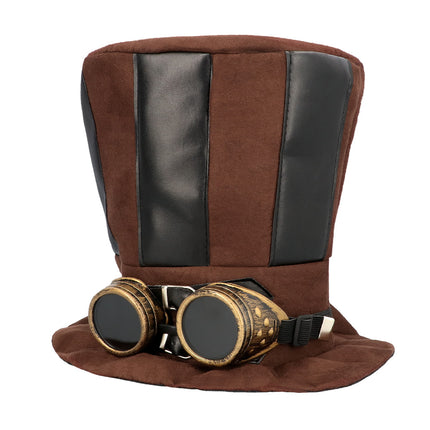 E-Carnavalskleding.nl Hoge hoed steampunk bruin Starepunk