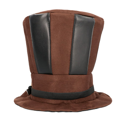E-Carnavalskleding.nl Hoge hoed steampunk bruin Starepunk
