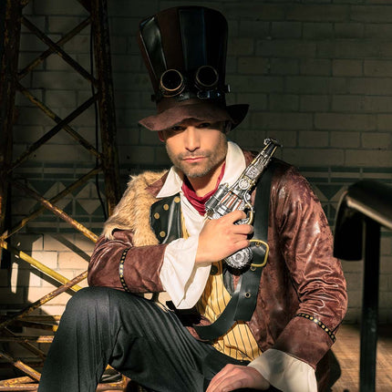 E-Carnavalskleding.nl Hoge hoed steampunk bruin Starepunk