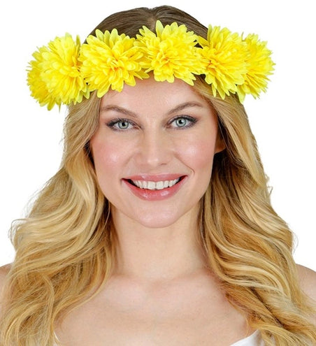 E-Carnavalskleding.nl Hoofdband bloemen geel Luuk