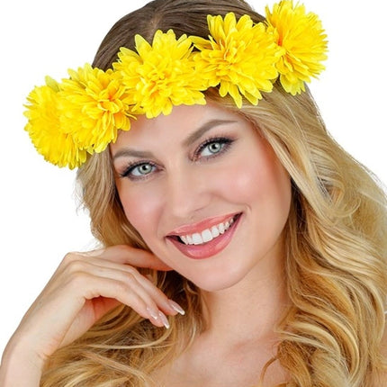 E-Carnavalskleding.nl Hoofdband bloemen geel Luuk