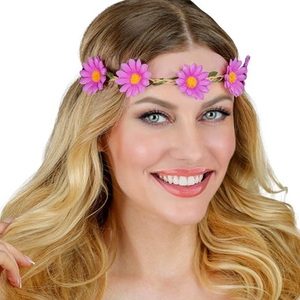 E-Carnavalskleding.nl Hoofdband bloemen paars Julia