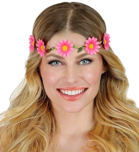 E-Carnavalskleding.nl Hoofdband bloemen roze Noah