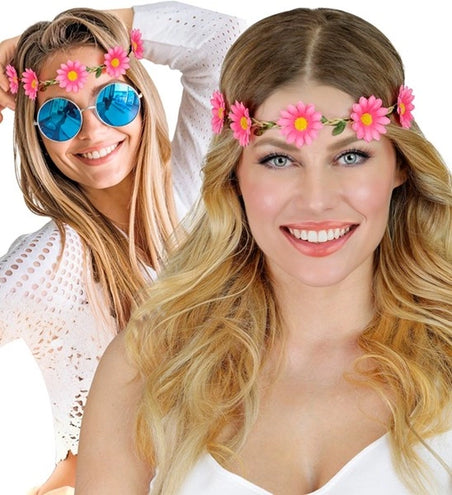 E-Carnavalskleding.nl Hoofdband bloemen roze Noah
