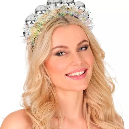 E-Carnavalskleding.nl Hoofdband disco ballen met sliertje Sophie