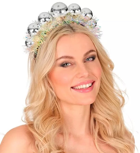 E-Carnavalskleding.nl Hoofdband disco ballen met sliertje Sophie