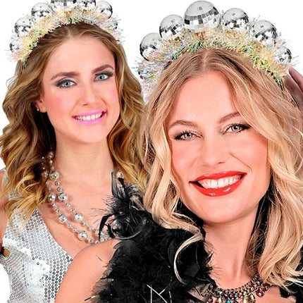E-Carnavalskleding.nl Hoofdband disco ballen met sliertje Sophie