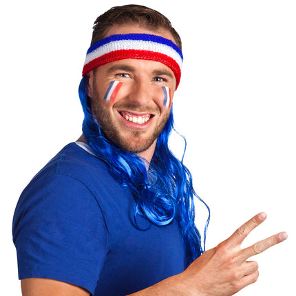 E-Carnavalskleding.nl Hoofdband Frankrijk met blauw haar