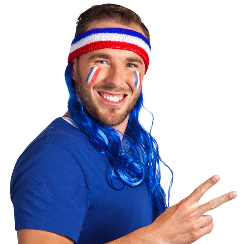 E-Carnavalskleding.nl Hoofdband Frankrijk met blauw haar