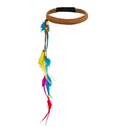 E-Carnavalskleding.nl Hoofdband Hippie met veren