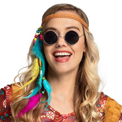 E-Carnavalskleding.nl Hoofdband Hippie met veren