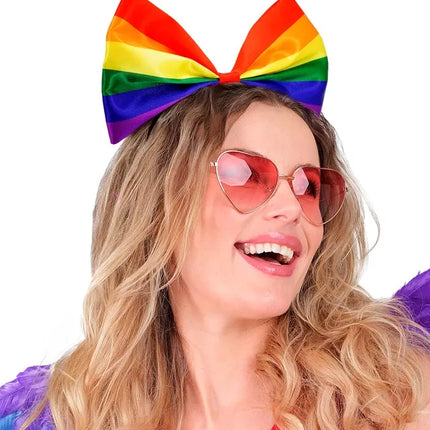 E-Carnavalskleding.nl Hoofdband strik regenboog Anouk