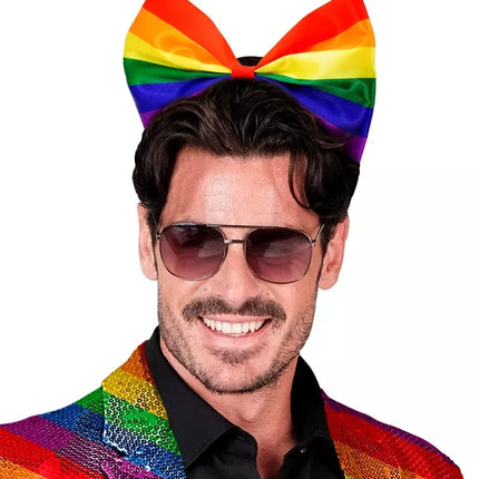 E-Carnavalskleding.nl Hoofdband strik regenboog Anouk