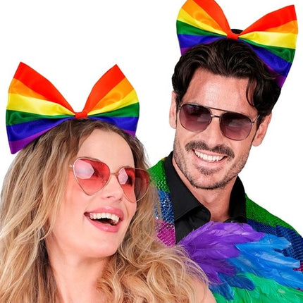 E-Carnavalskleding.nl Hoofdband strik regenboog Anouk
