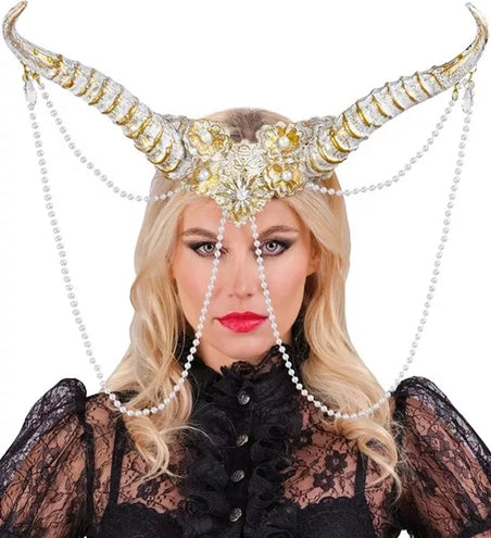 E-Carnavalskleding.nl Hoofdbedekking hoorns wit Guus