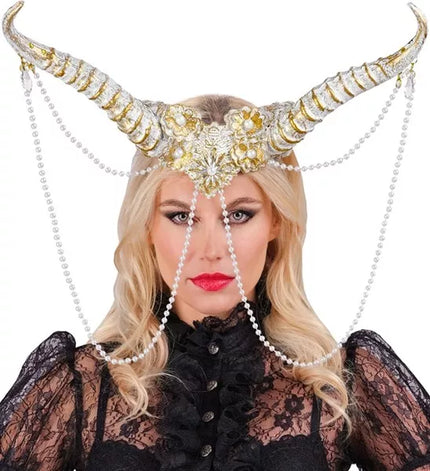 E-Carnavalskleding.nl Hoofdbedekking hoorns wit Guus
