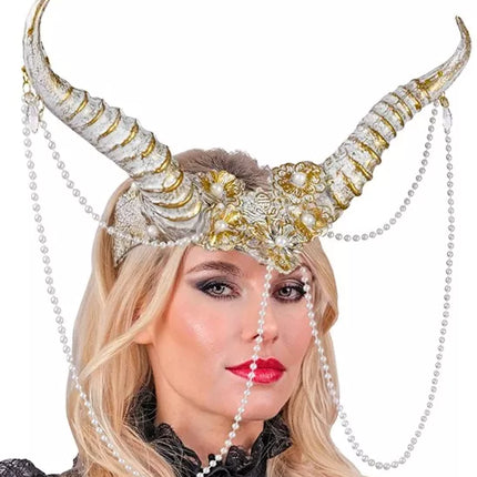 E-Carnavalskleding.nl Hoofdbedekking hoorns wit Guus