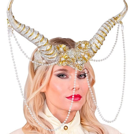 E-Carnavalskleding.nl Hoofdbedekking hoorns wit Guus