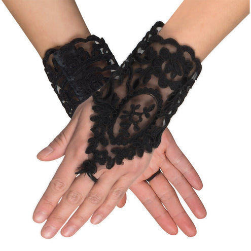 E-Carnavalskleding.nl Kanten handschoenen Florence zwart