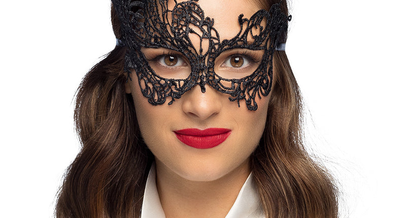 E-Carnavalskleding.nl Kanten masker Masquerade zwart