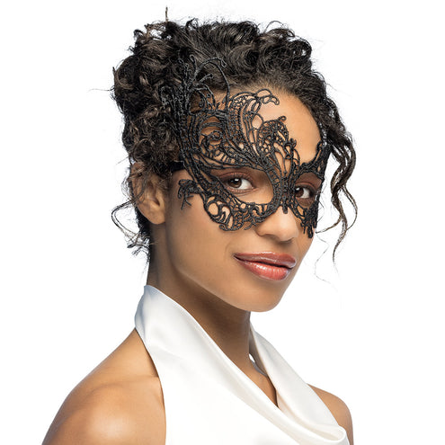 E-Carnavalskleding.nl Kanten masker Masquerade zwart