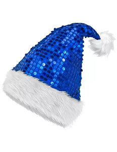 E-Carnavalskleding.nl Kerstman muts pluche en pailletten blauw Lotte