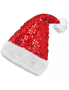 E-Carnavalskleding.nl Kerstman muts pluche en pailletten rood Emma