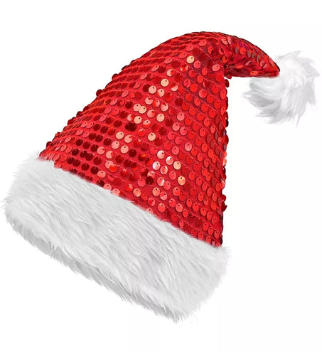 E-Carnavalskleding.nl Kerstman muts pluche en pailletten rood Emma