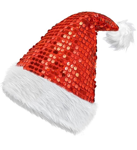 E-Carnavalskleding.nl Kerstman muts pluche en pailletten rood Emma