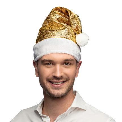 E-Carnavalskleding.nl Kerstmuts glitter goud