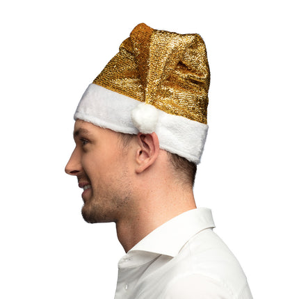 E-Carnavalskleding.nl Kerstmuts glitter goud