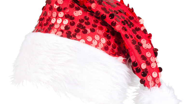 E-Carnavalskleding.nl Kerstmuts pailletten rood glitter